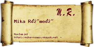 Mika Rómeó névjegykártya